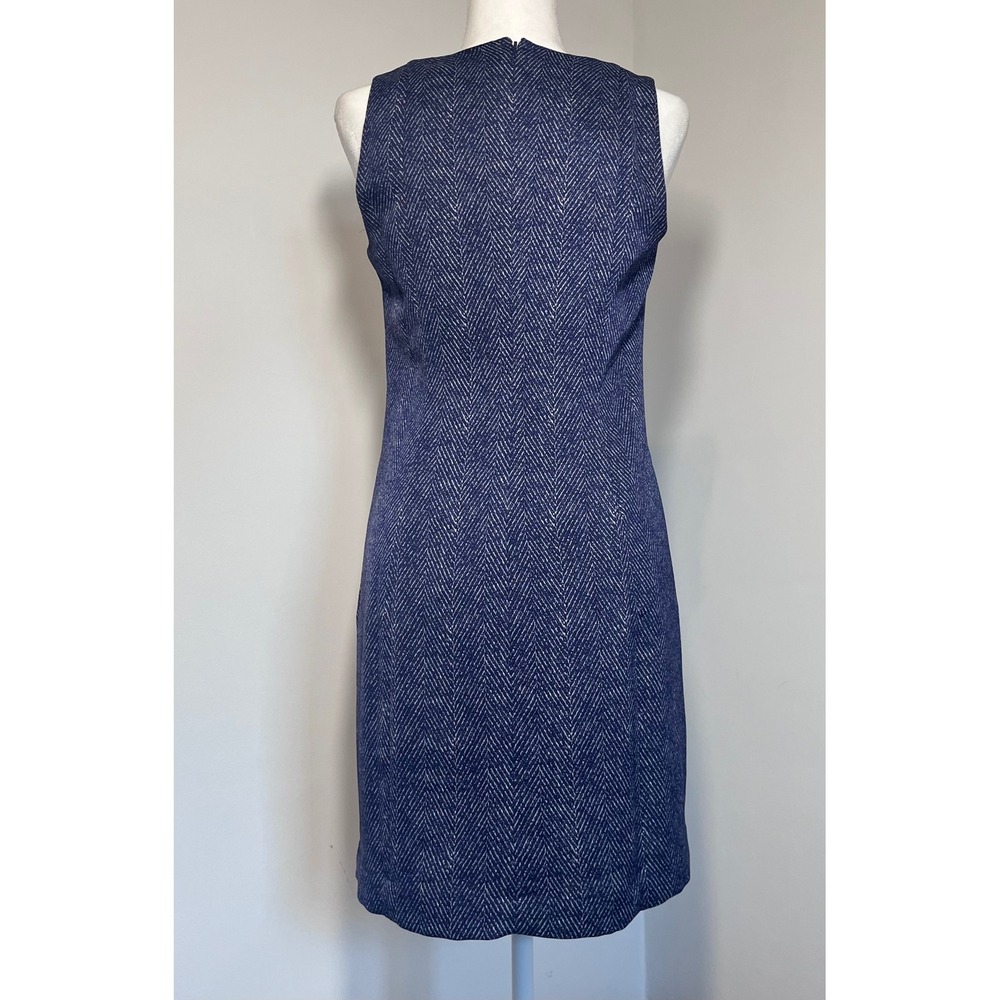 Banana Republic Herringbone Shift Dress Womens Size 2 XS Blue Office - Picture 4 of 11